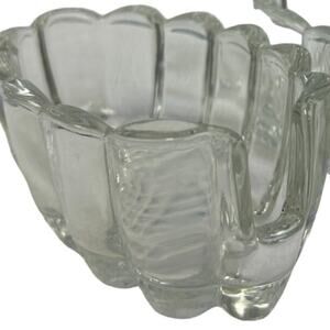 Pair of Vintage Thick Bubble Column Clear Glass Spoon Rest Trays Dishes Bowls